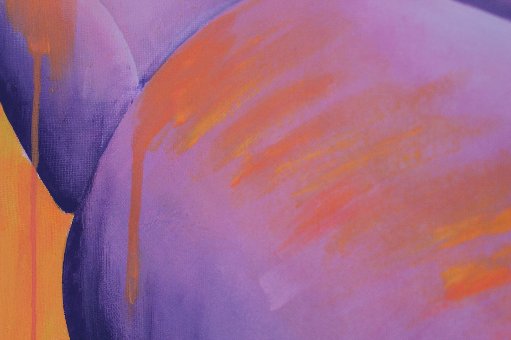 close up of one of my sold contemporary pieces of artwork, the female form in bright neon colours
